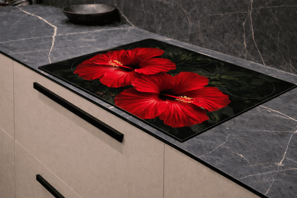 Afdekmat met rode bloemen thema